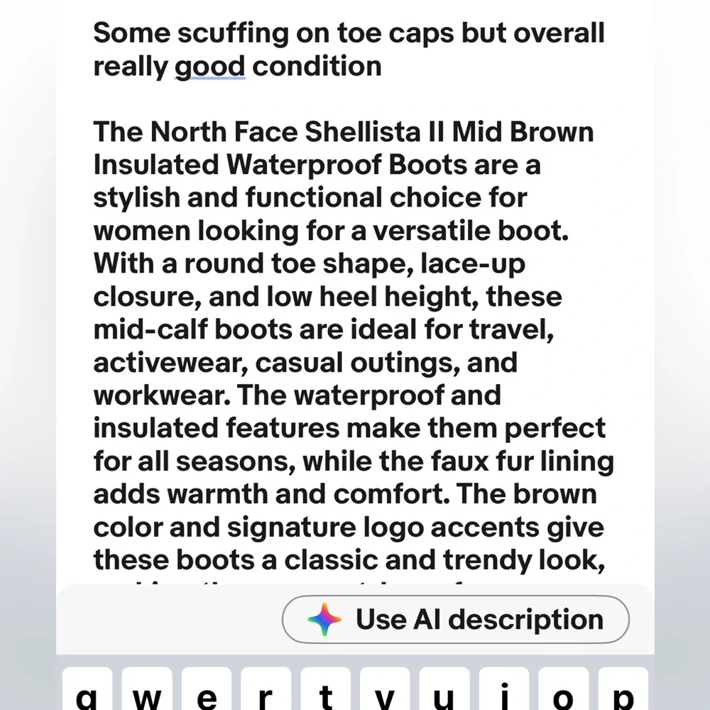 The North Face 8.5 Shellista II Dachsund Brown Leather Winter Snow Boot Faux Fur